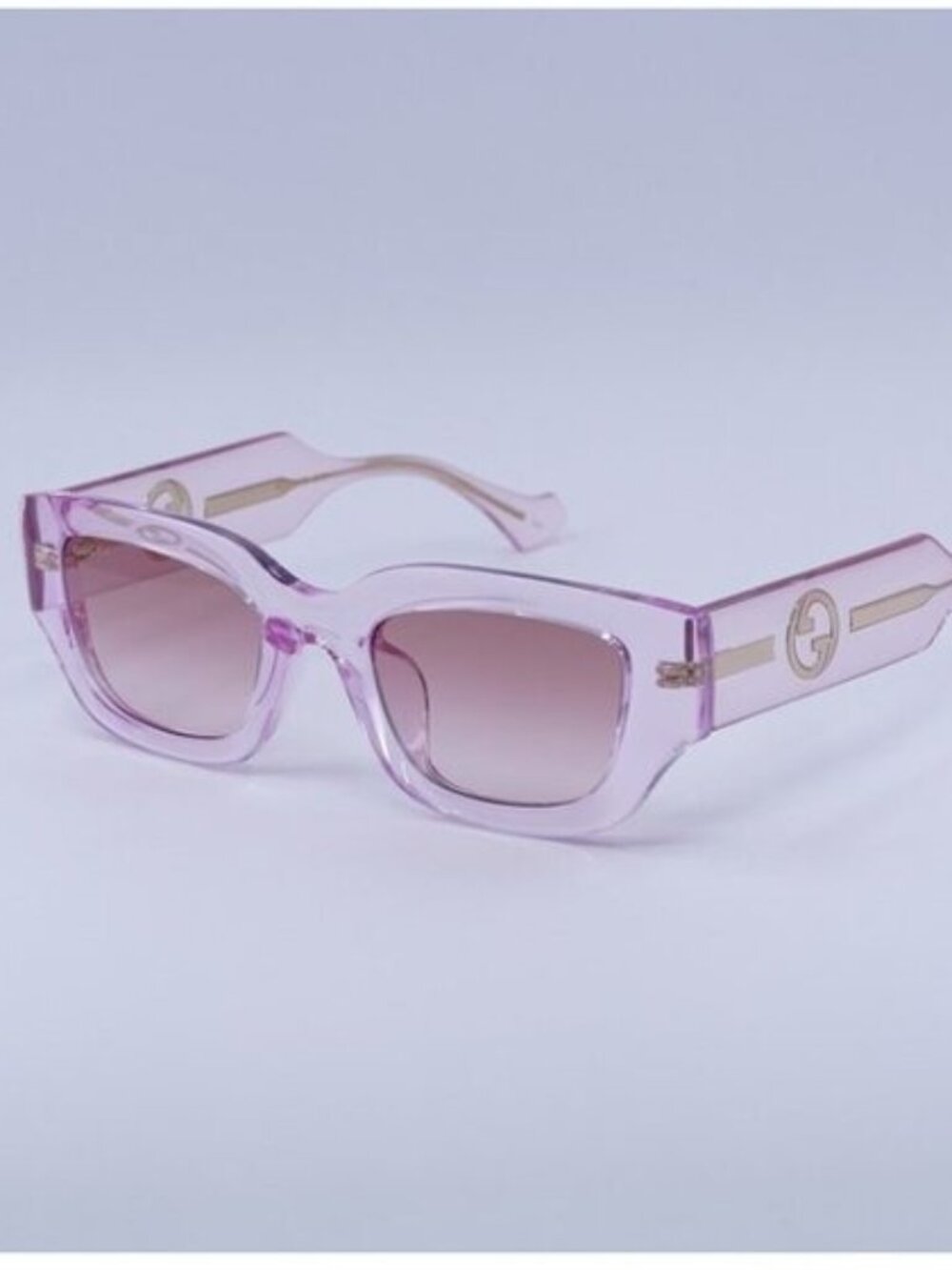 Gucci GG1558SK 003 Sunglasses Pink Rectangle Frame, Burgundy Lenses